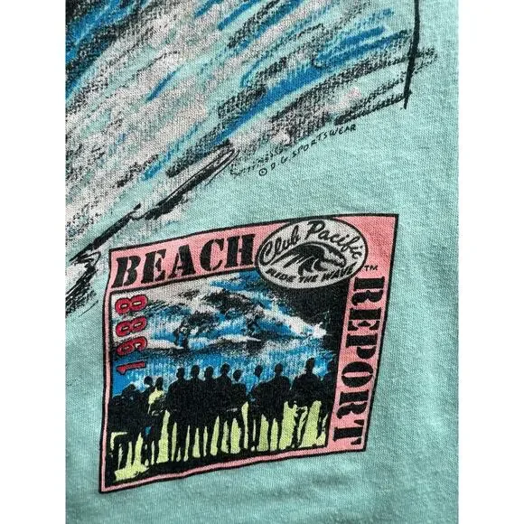 Vintage 1988 Club Pacific Beach Report Surf T Shirt Single Stitch L USA Surfing - Picture 3 of 9